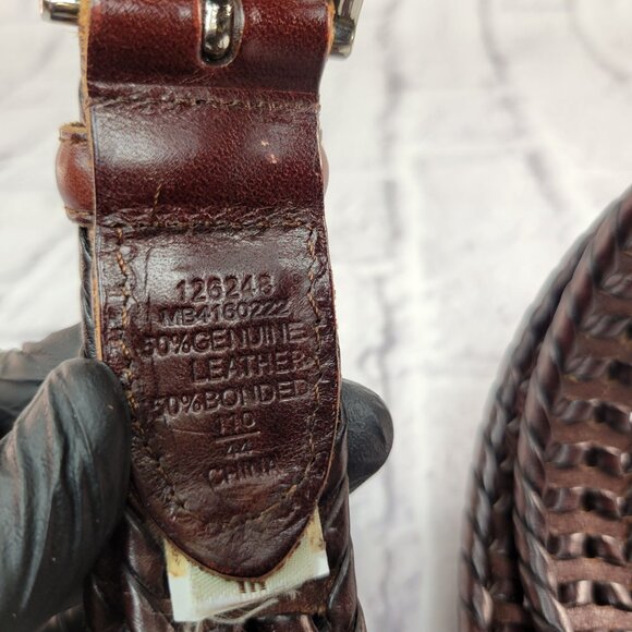 Vintage Fossil Braided Leather Belt Sz 44 Brown With Silver Tone Buckle Mint - Picture 6 of 13